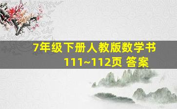 7年级下册人教版数学书111~112页 答案